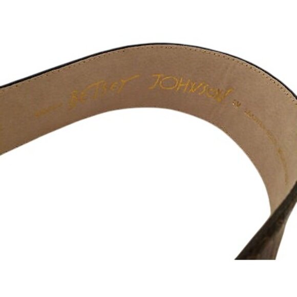 Betsey Johnson Leather Croco Belt Brown Bold Wide Design - Picture 4 of 8